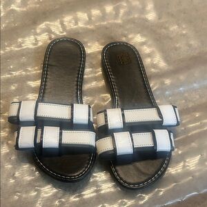 Chic Black and White Slide Sandals